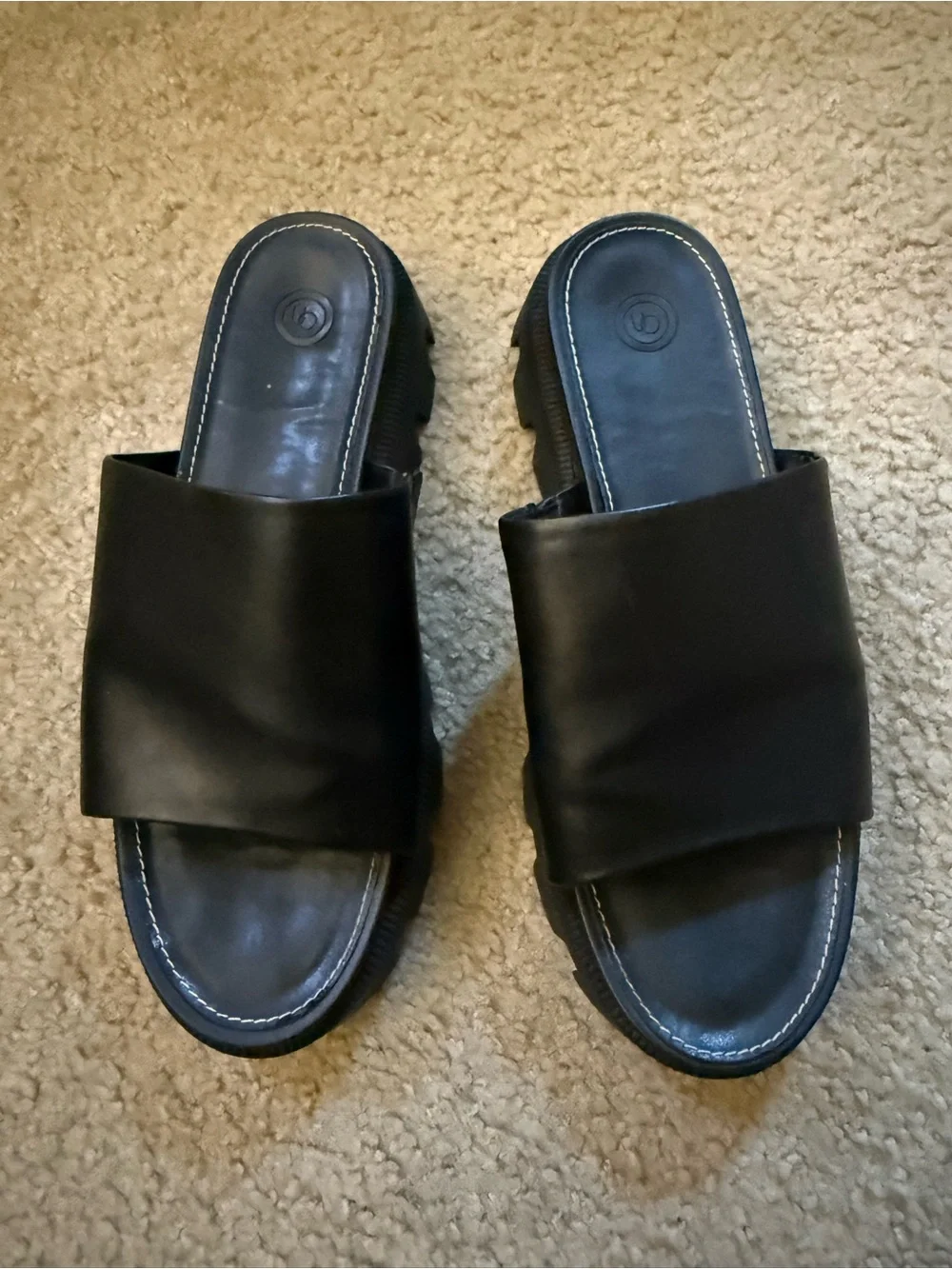 Urban Outfitters Lugged Platform Sandals Sz 7 / 7.5 38 Black Leather Chic Grunge